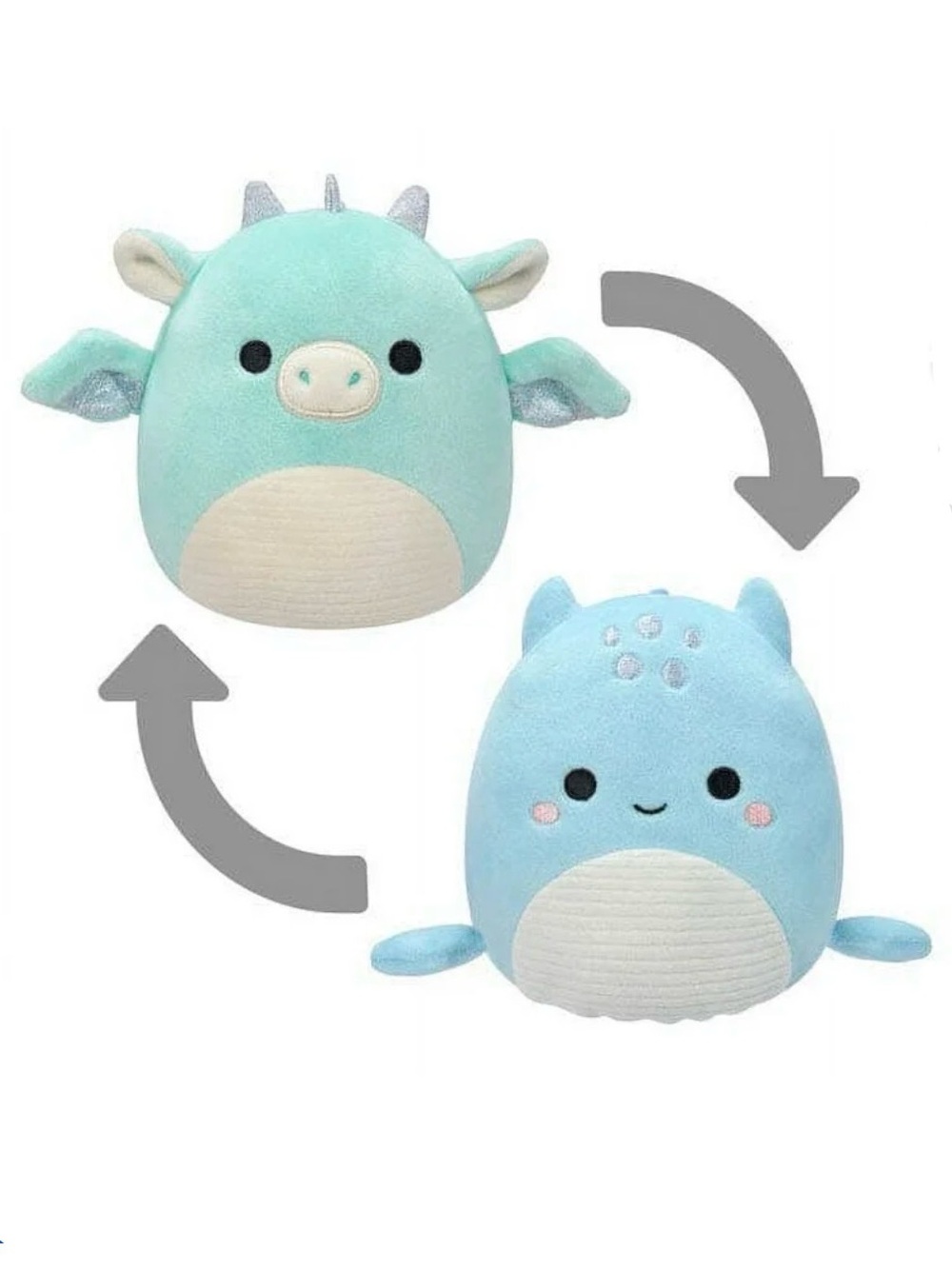 NWT Squishmallows 8" Flip a Mallow Miles The Dragon/Lune Plush Teddy Toy College